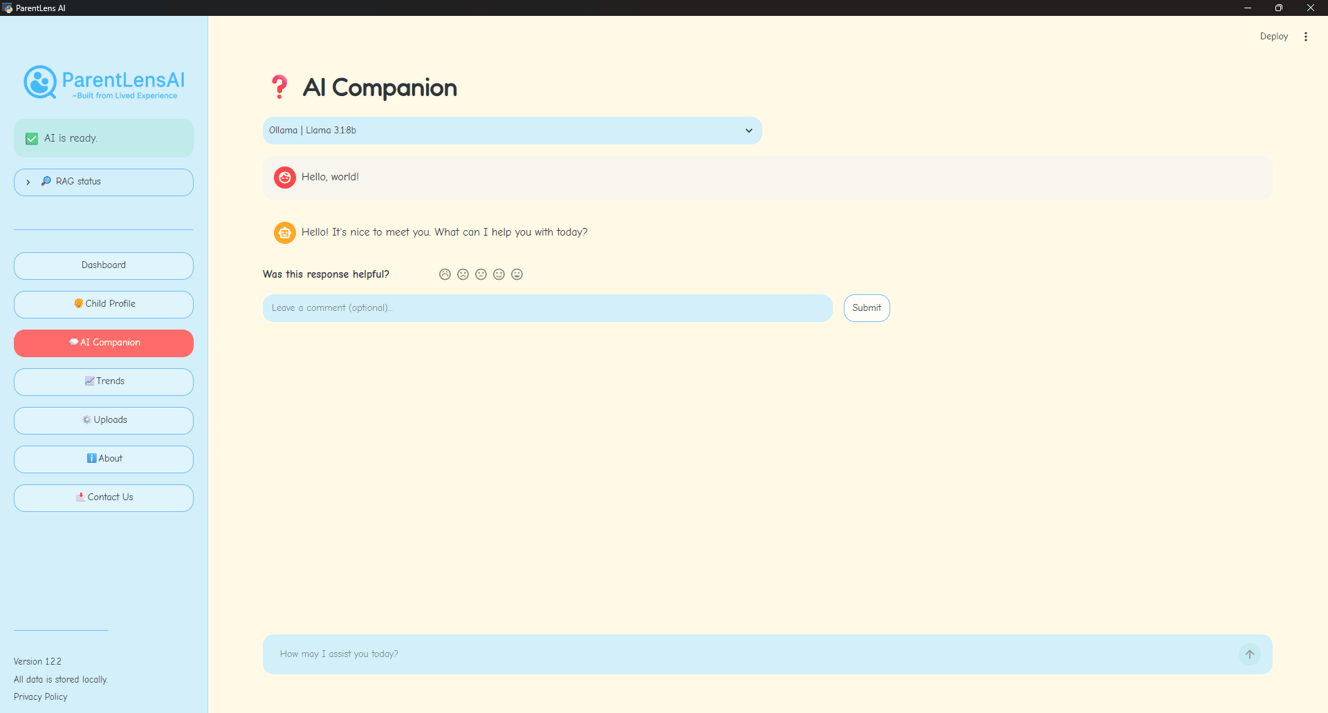 ParentLensAI companion answering questions using family records