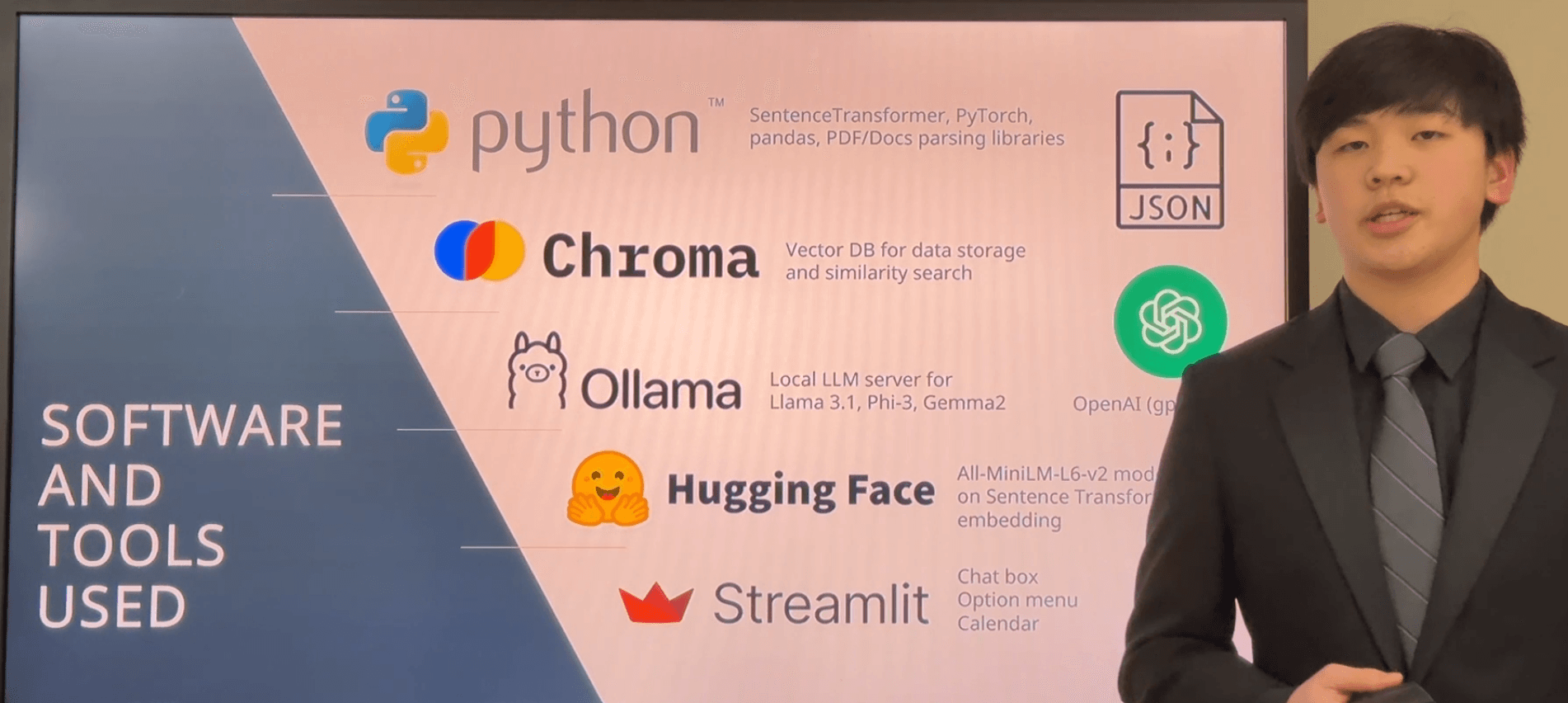 Brady presenting the ParentLensAI system architecture